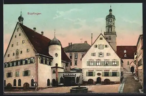 AK Bopfingen, Rathaus mit Brunnen