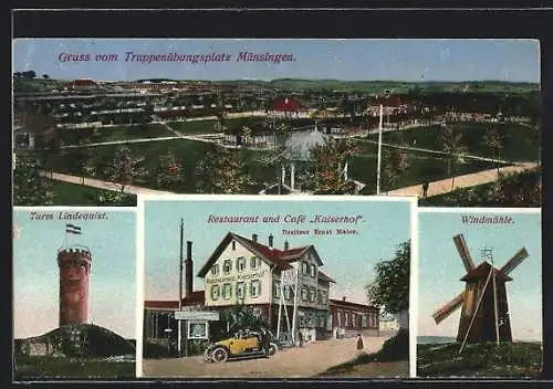 AK Münsingen, Truppenübungsplatz, Turm Lindequist, Windmühle