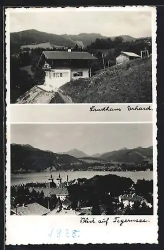 AK Tegernsee, Landhaus Erhard, Blick auf den See