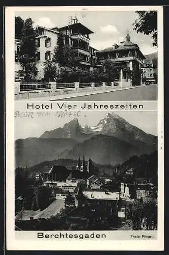 AK Berchtesgaden, Hotel Vier Jahreszeiten und Stadtpanorama