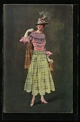 AK Kleid aus Lebensmittelmarken, Kriegsnot