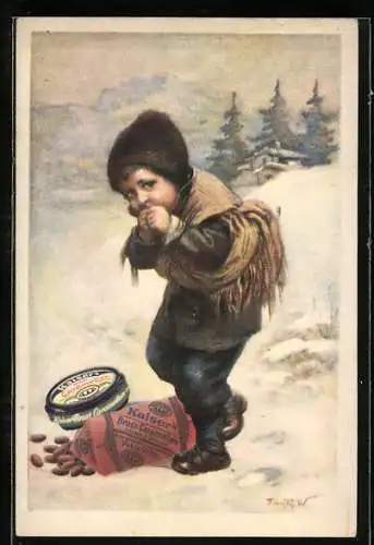 Künstler-AK Reklame für Kaiser`s Brust-Caramellen, Medikament