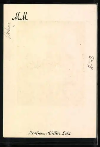 AK Reklame der Sekt-Kellerei Matheus Müller, Männer bei der Sektkontrolle