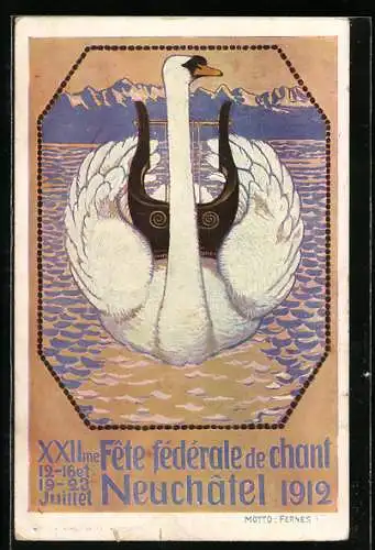 AK Neuchâtel, XXIIme Fête générale de chant 1912, Sängerfest