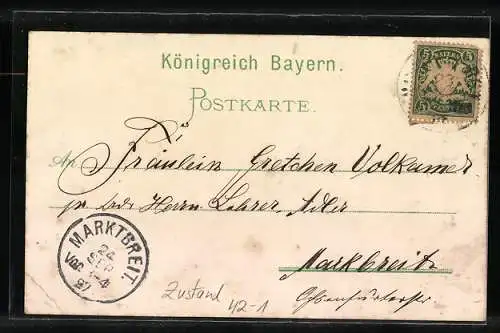 Lithographie Nürnberg, XII. Deutsches Bundesschiessen 1897, Hauptportal