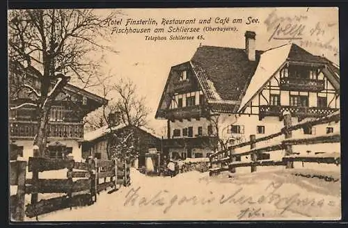 AK Fischhausen am Schliersee, Hotel Finsterlin im Winter