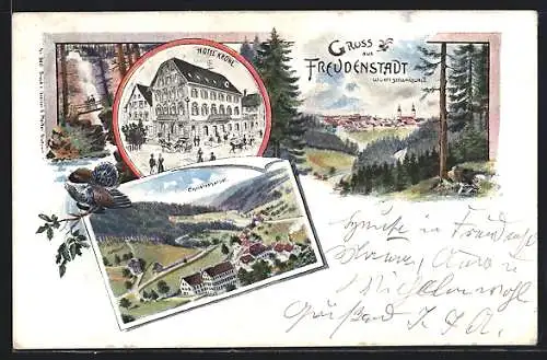 AK Freudenstadt i. Schwarzwald, Ortsansicht, Hotel Krone