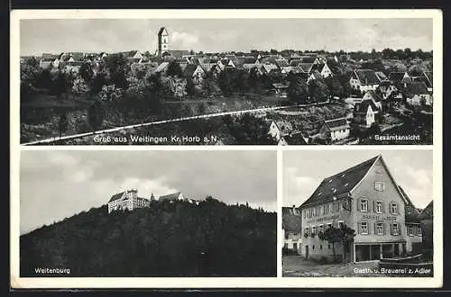 AK Weitingen /Kr. Horb a. N., Gasthaus und Brauerei zum Adler, Weitenburg, Gesamtansicht