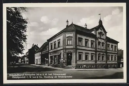 AK Königsfeld / Baden, Hauptgeschäft C.W. Just & Cie., Handlung der Brüdergemeine