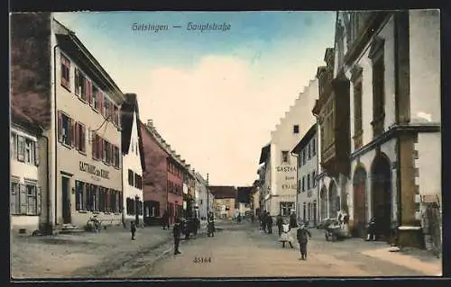 AK Geisingen / Baden, Hauptstrasse mit Gasthaus zur Krone und Gasthaus zum Kranz