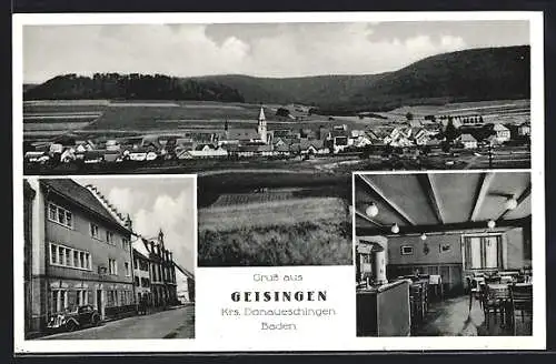 AK Geisingen / Baden, Das Gasthaus zum Kranz mit Innenansicht, Inh. Fr. Friedlin