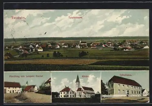 AK Tannheim / Klengen, Totalansicht, Kirche, Schulhaus, Handlung von Leopold Ganter