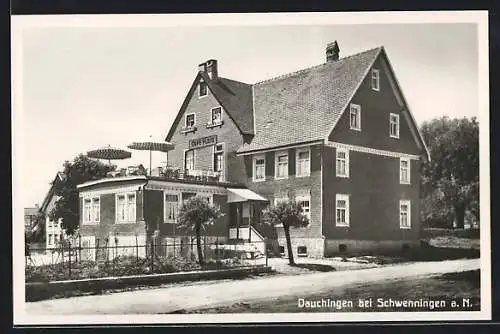AK Dauchingen bei Schwenningen, Das Café und Konditorei z. Adler mit Dachterrasse, Inh. Ottmar Fleig