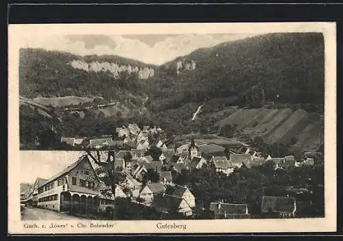 AK Gutenberg / Lenningen, Gasthaus zum Löwen v. C. Bohnacker, Ortsansicht