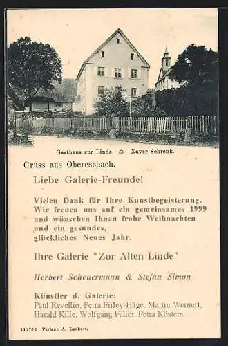 AK Obereschach / Villingen-Schwenningen, Gasthaus zur Linde, Inhaber Xaver Schrenk