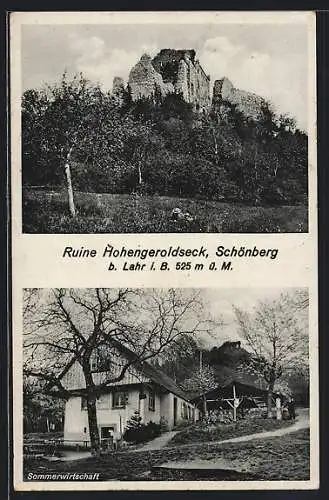 AK Lahr / Baden, Schönberg, Ruine Hohengeroldseck, Sommerwirtschaft