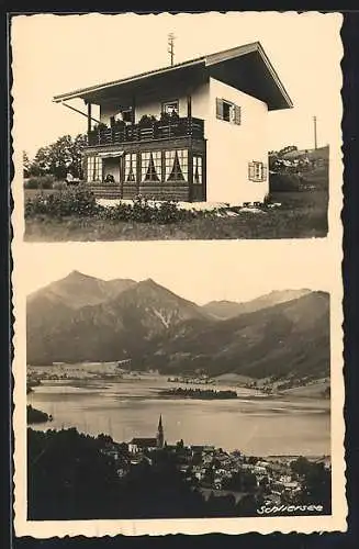 AK Schliersee, Blick auf ein kleines Haus, Ortsansicht aus der Vogelschau