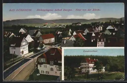 AK Dürrheim, Totalansicht von der Kirche, Landessolbad