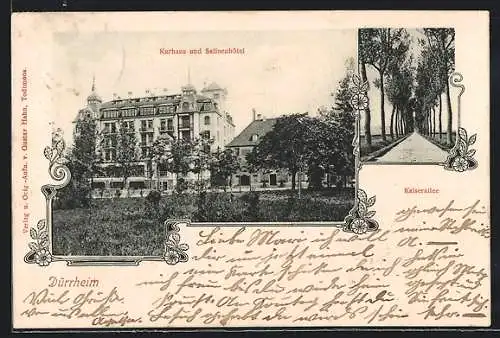 AK Dürrheim, Kurhaus und Salinenhotel, Kaiserallee