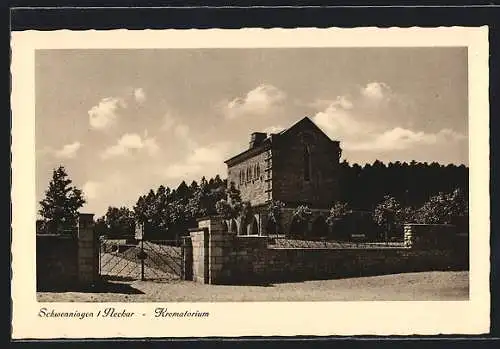 Künstler-AK Schwenningen /Neckar, Blick zum Krematorium