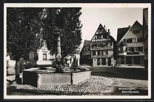 AK Münsingen, Ansicht von Marktplatz