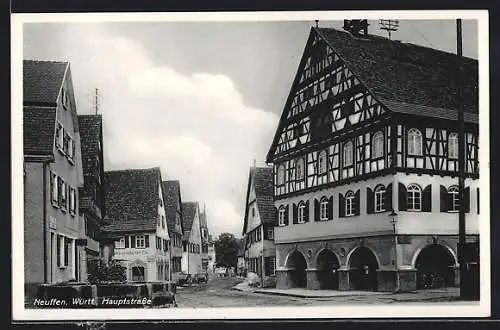 AK Neuffen /Württ., Blick entlang der Hauptstrasse