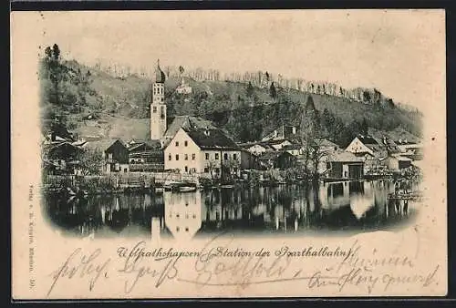 AK Wolfratshausen, Teilansicht mit Fluss und Kirche