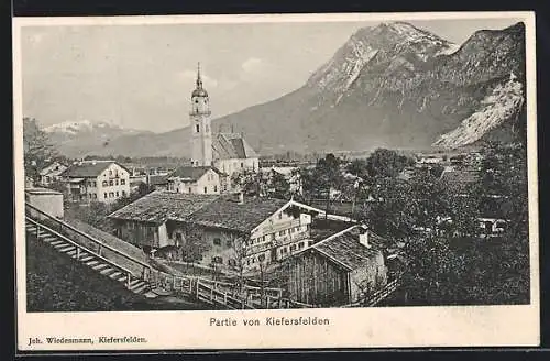 AK Kiefersfelden, Ortsansicht mit Bergpanorama