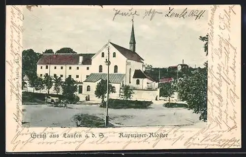 AK Laufen a. d. S., Kapuziner-Kloster mit Pferdekarren
