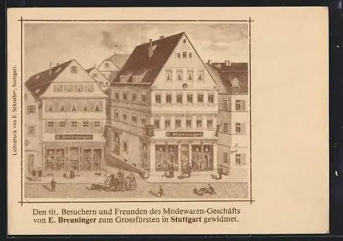 AK Stuttgart, Modewaren-Geschäft von E. Breuninger