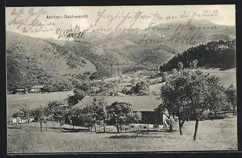 AK Aschau-Gschwendt / Chiemgau, Blick zum Ort