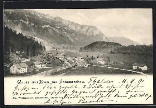 AK Bach bei Hohenaschau, Panoramaansicht mit Bergen