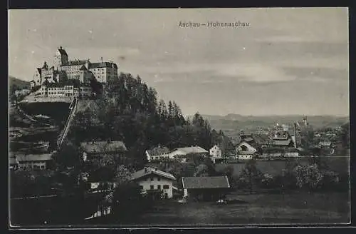 AK Aschau / Chiemgau, Ortsansicht mit Schloss Hohenaschau