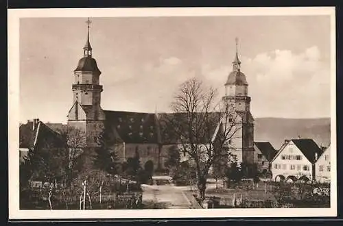 AK Freudenstadt, Ansicht der Stadtkirche mit Vorplatz