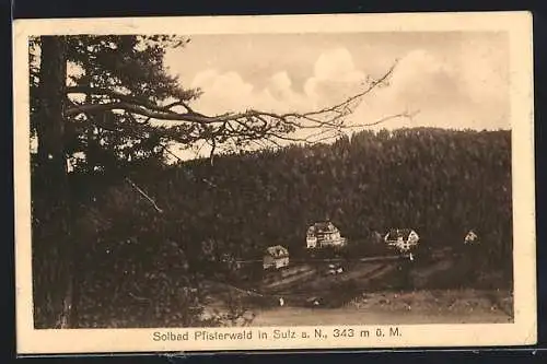 AK Sulz a. N., Solbad Pfisterwald aus der Vogelschau