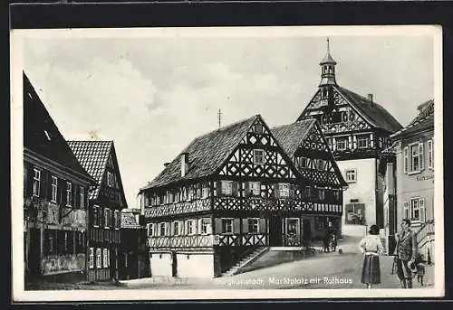 AK Burgkunstadt, Marktplatz mit Rathaus im Fachwerkstil