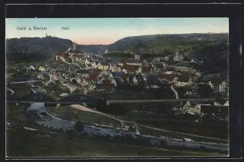 AK Horb a. Neckar, Totalansicht der vom Fluss gerahmten Stadt