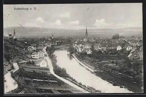 AK Rottenburg a. N., Fluss und Panorama