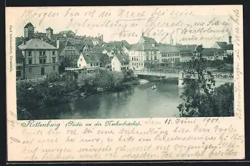AK Rottenburg / Neckar, Neckarbrücke und Ufer