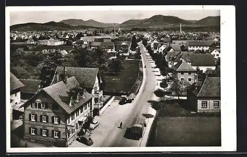 AK Mössingen, Bahnhofstrasse aus der Vogelschau