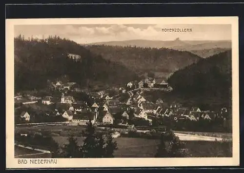 AK Bad Niedernau, Ortsansicht mit Blick auf Hohenzollern