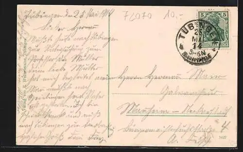 AK Tübingen, Ortsansicht aus der Vogelschau