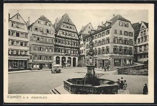 AK Tübingen a. N., Marktplatz mit Restaurant Silberburg