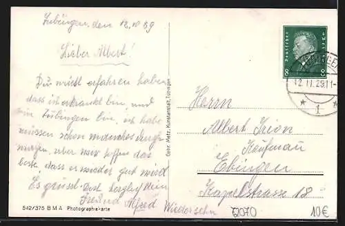 AK Tübingen a. N., Ortsansicht von Osten