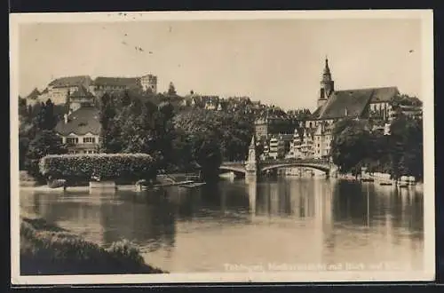 AK Tübingen, Neckaransicht mit Blick auf Schloss