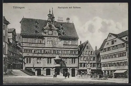 AK Tübingen, Marktplatz mit Rathaus