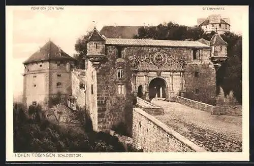 AK Tübingen, Schloss Hohen Tübingen, Tor und Sternwarte