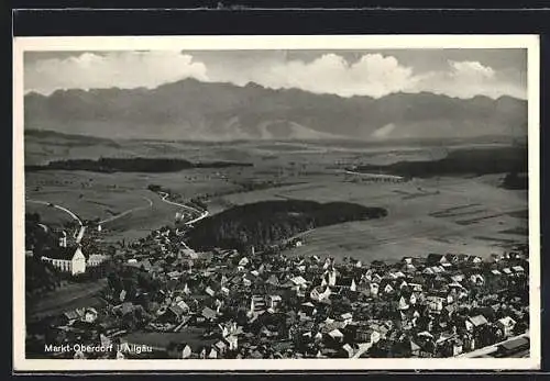 AK Markt-Oberdorf i. Allgäu, Panoramasicht bis zu den Bergen