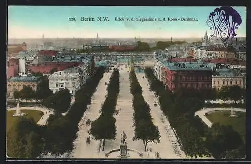 AK Berlin-Tiergarten, Blick von der Siegessäule auf Roon-Denkmal