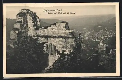 AK Urach / Württbg., Ruine mit Blick auf die Stadt